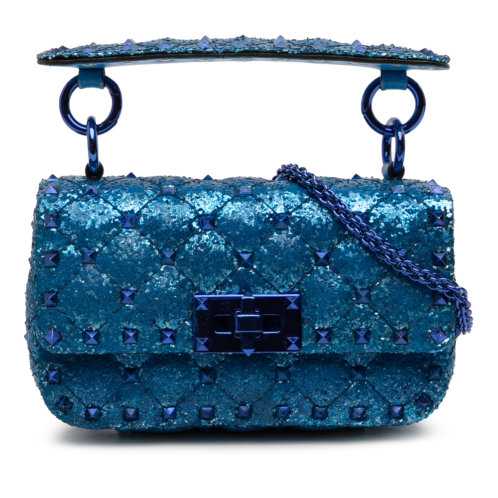 Pre-Loved Valentino Mini Glitter Rockstud Spike Satchel